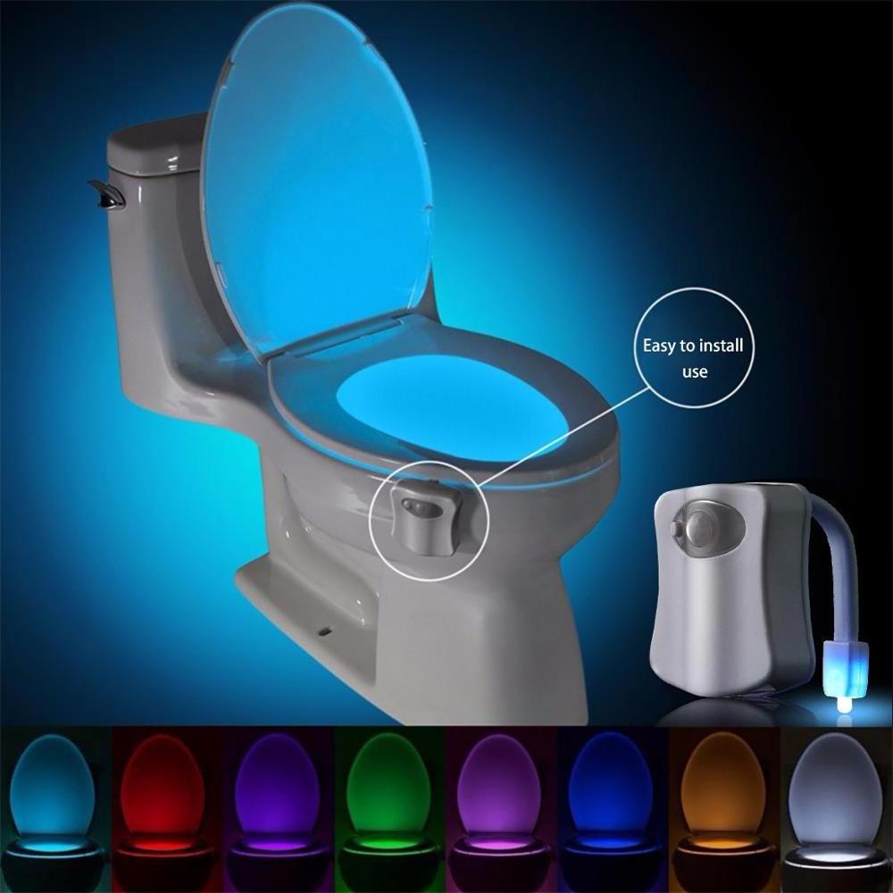 Hanging 8-color infrared human body sensor toilet lid light bathroom toilet LED night light