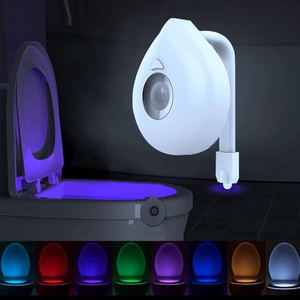 Hanging 8-color infrared human body sensor toilet lid light bathroom toilet LED night light