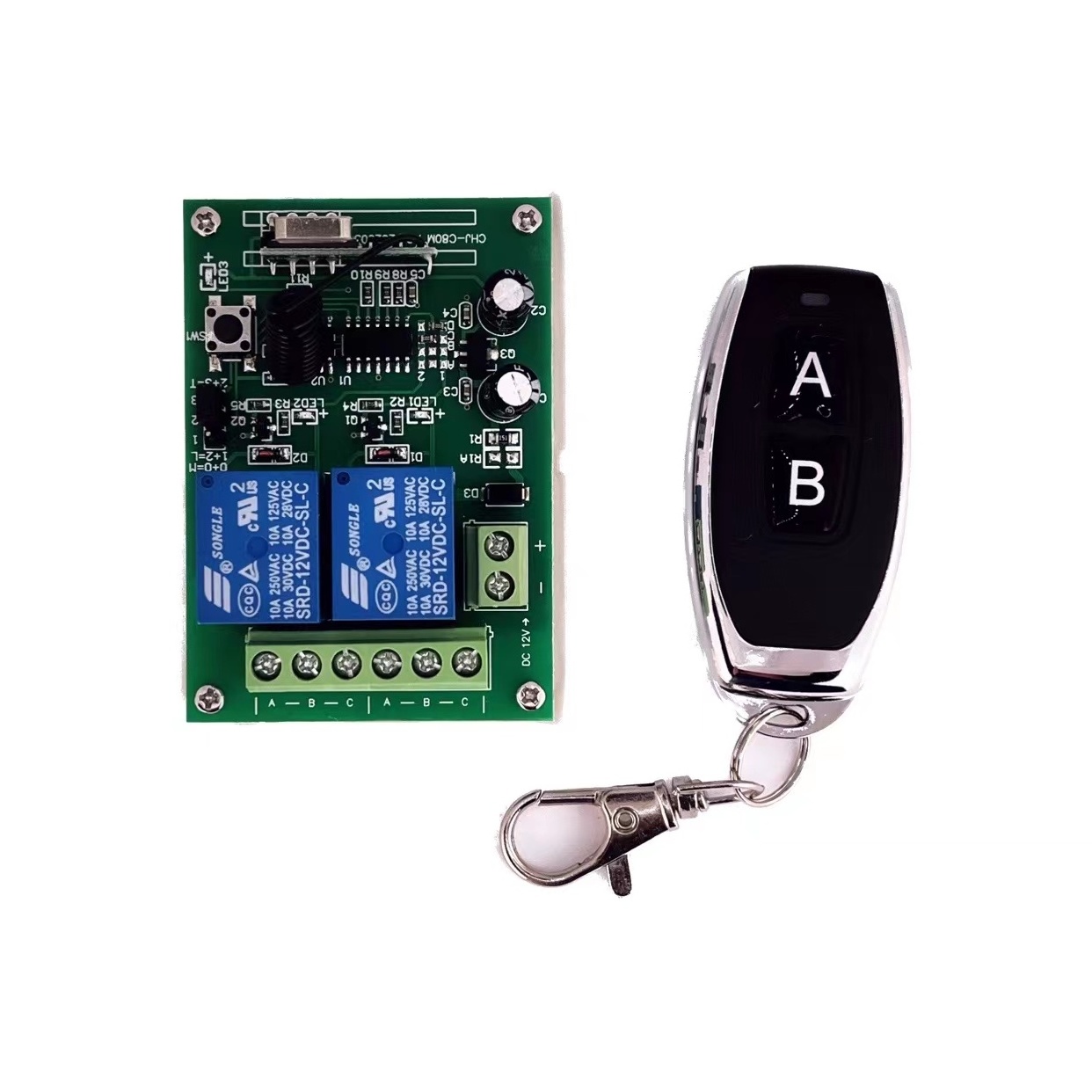 DC 12v 10A Relay 2CH Wireless RF Remote Control Switch Transmitter