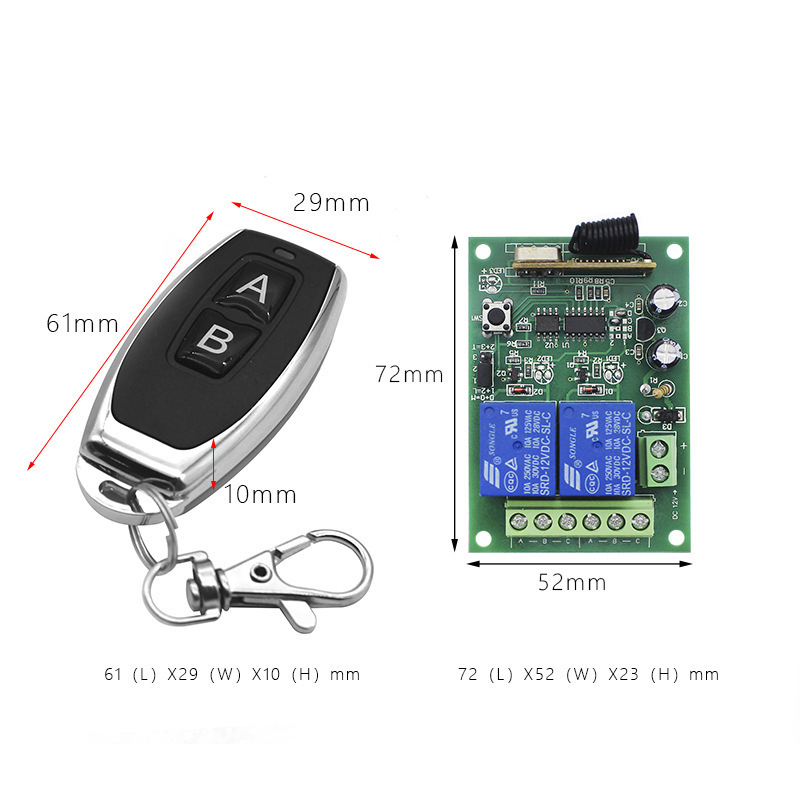 DC 12v 10A Relay 2CH Wireless RF Remote Control Switch Transmitter