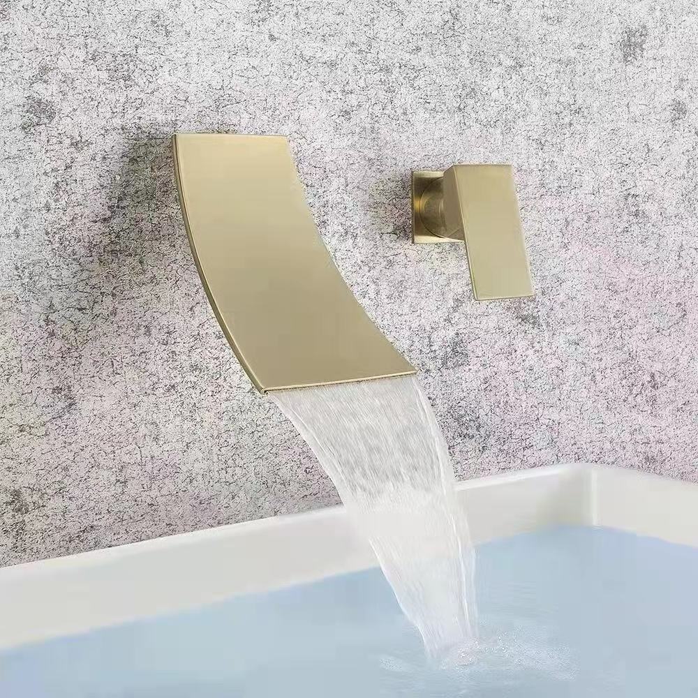 Luxury Brush gold wall in faucet for basin