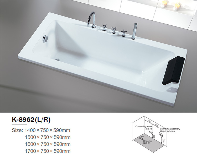 1.5m drop-in cast iron bathtub Elegant built in cast iron bath tub for sale