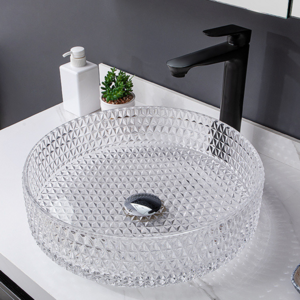 Fanwin hotel bathroom pedestal art handmade glass vessel wash basin sink crystal bathroom basin sink for bathroom