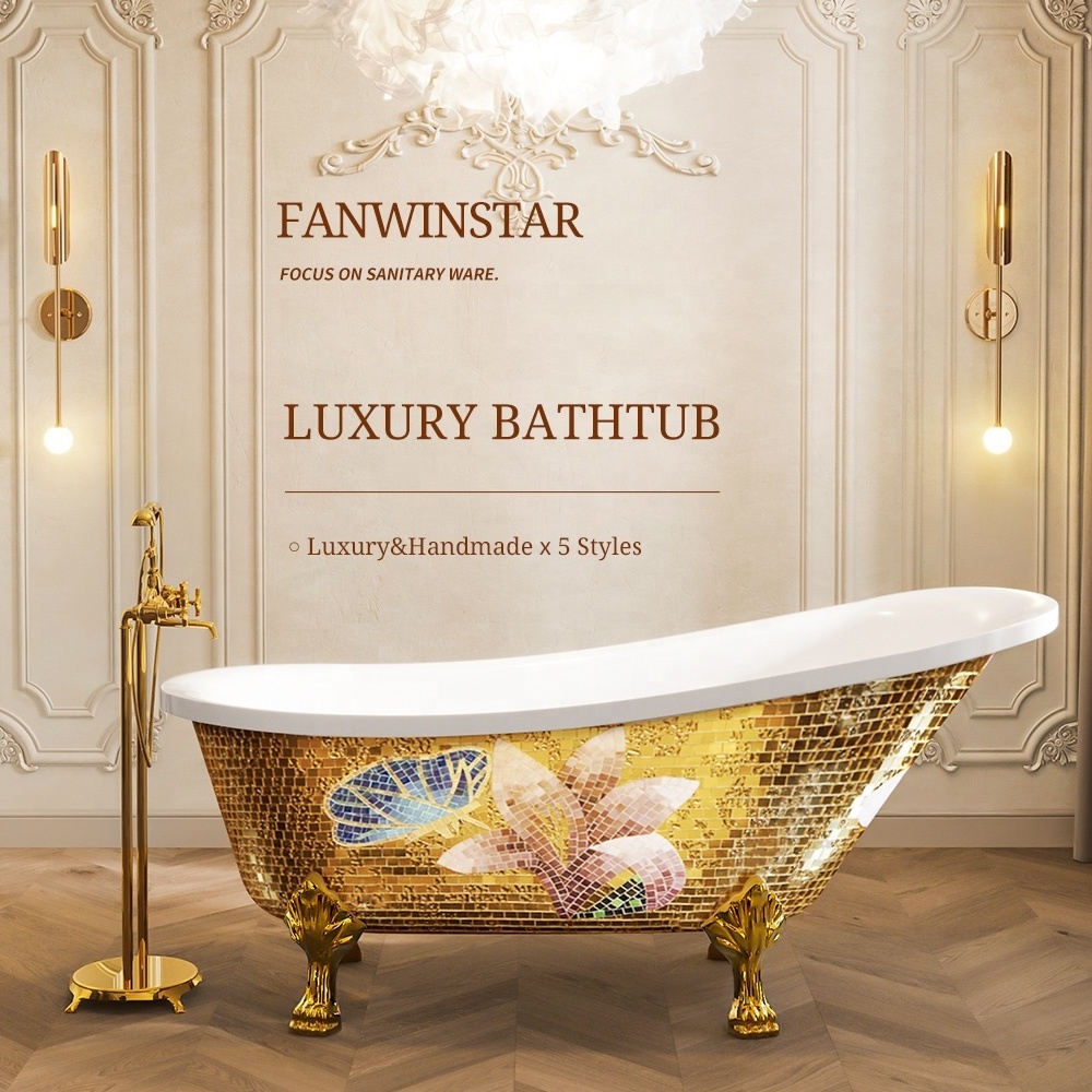 Fanwin Hotel Bathroom Hot Bath Tub Free Standing Acrylic Claw Foot Bathtub