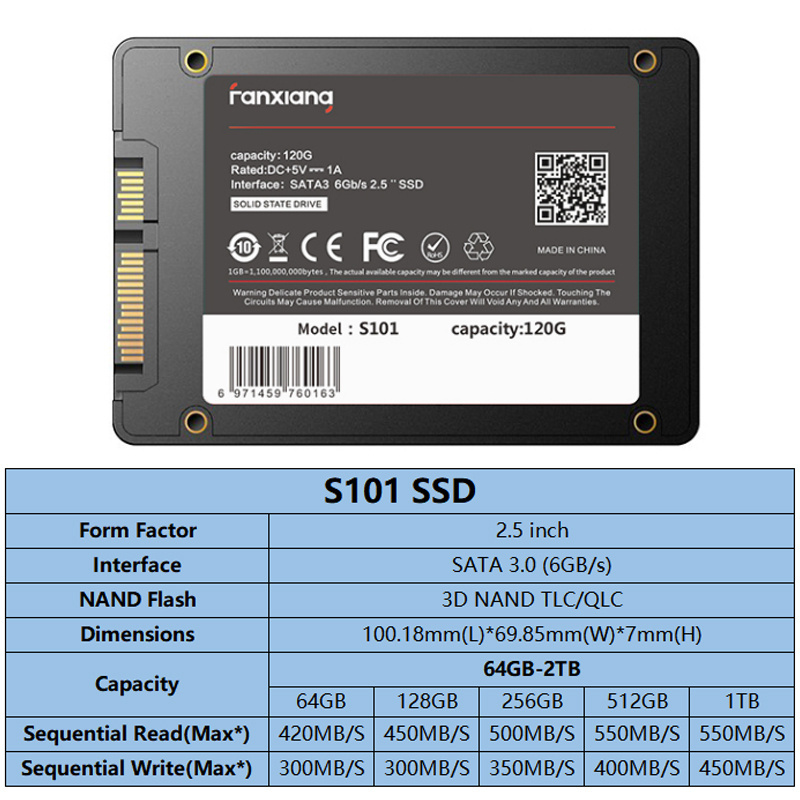 Computer PC Laptop Desktop 64 120 128 240 256 480 512 960 GB 1 2 TB Internal SSD SATA 3 SATA3 Hard Disk Solid State Hard Drives