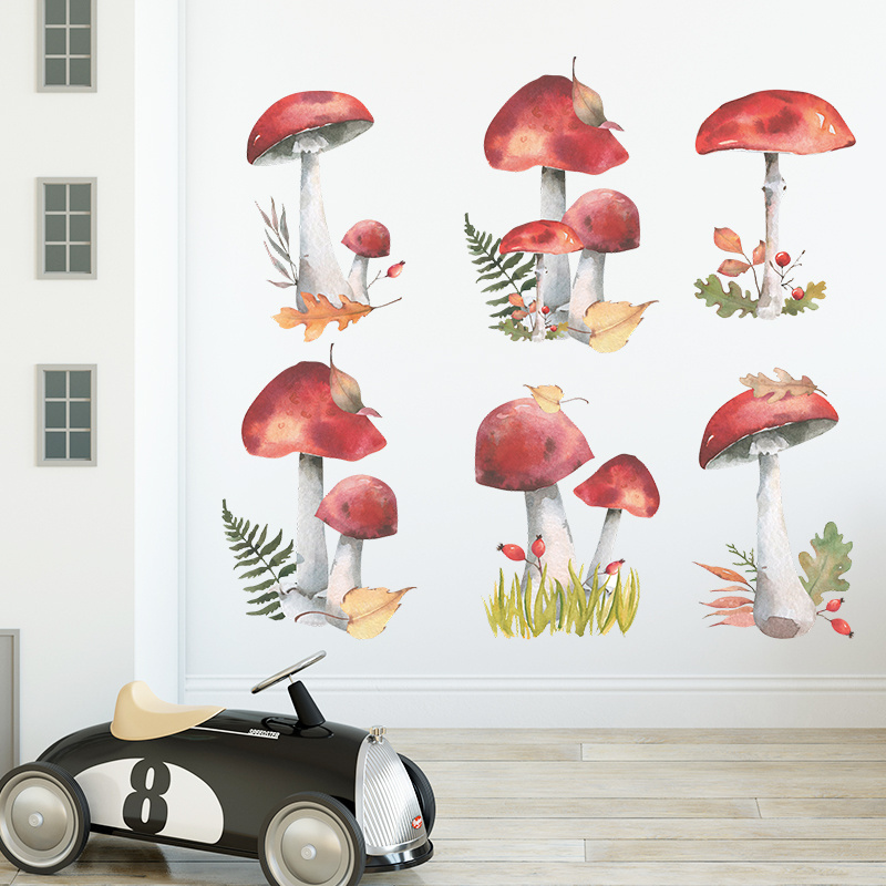 Cartoon Red Mushroom Bedroom Entrance Children's Room Decoration Home Wall Sticker Self adhesive Wholesale Decoration Painting C