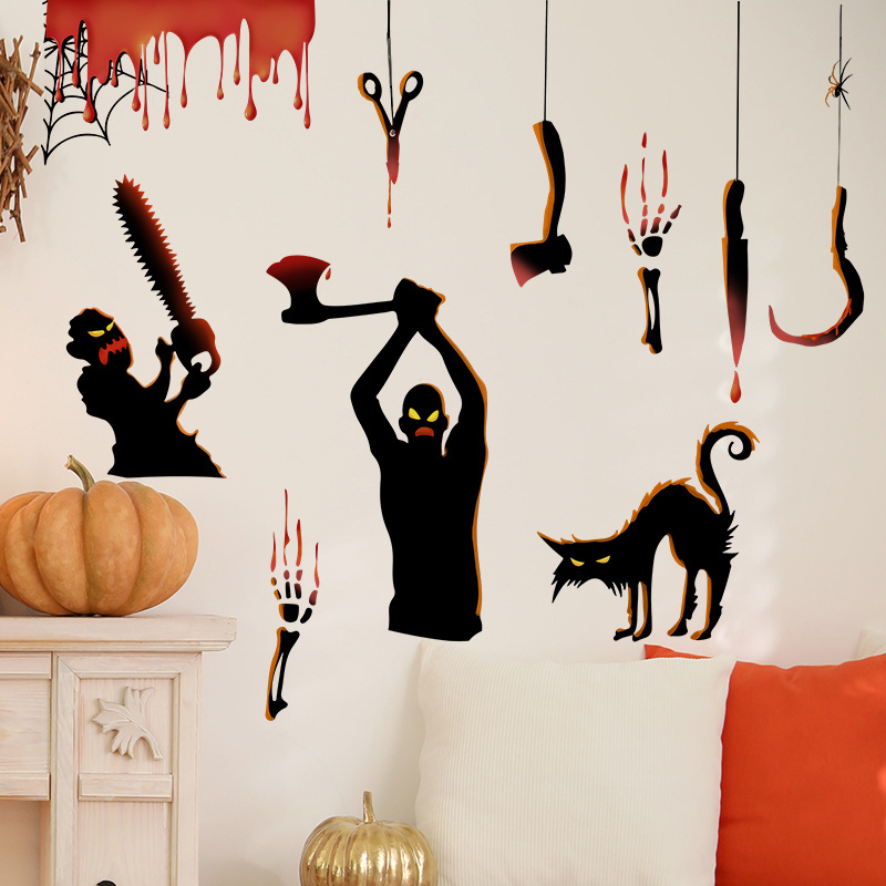 Halloween Evil Tool Man Living Room Cinema Decoration Wall Stickers Glass Stickers DIY Removable