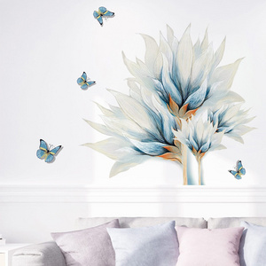 Blue Flower Wall Decals DIY Wall Stickers Murals Bedroom Living Room Classroom Office Wall decoration