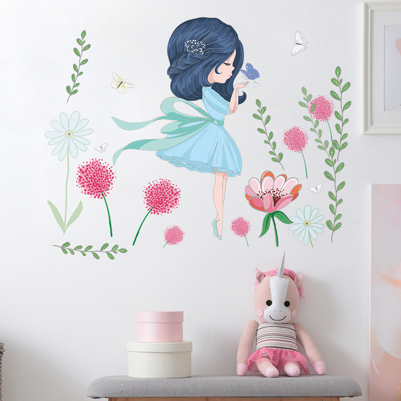 Cartoon Flower Fairy Flower Leaf Children's Room Kindergarten Home Wall Decoration Wall Sticker