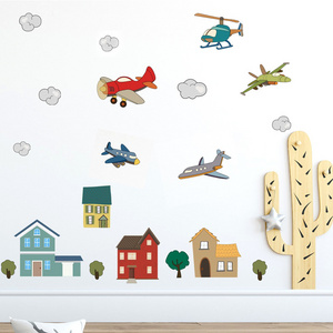 Aircraft helicopter wall sticker Boy's room Baby's room Play room Kindergarten nursery wall decoration kids wall decal