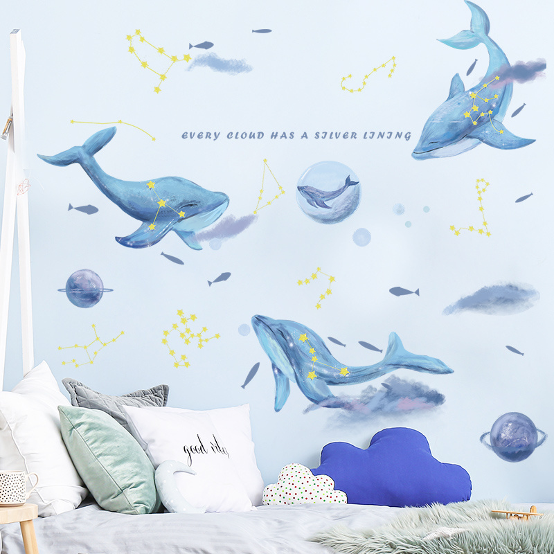 Cartoon Dolphin Planet Bedroom Living Room Decoration Wall Decal Vinyl stickers Factory supplier