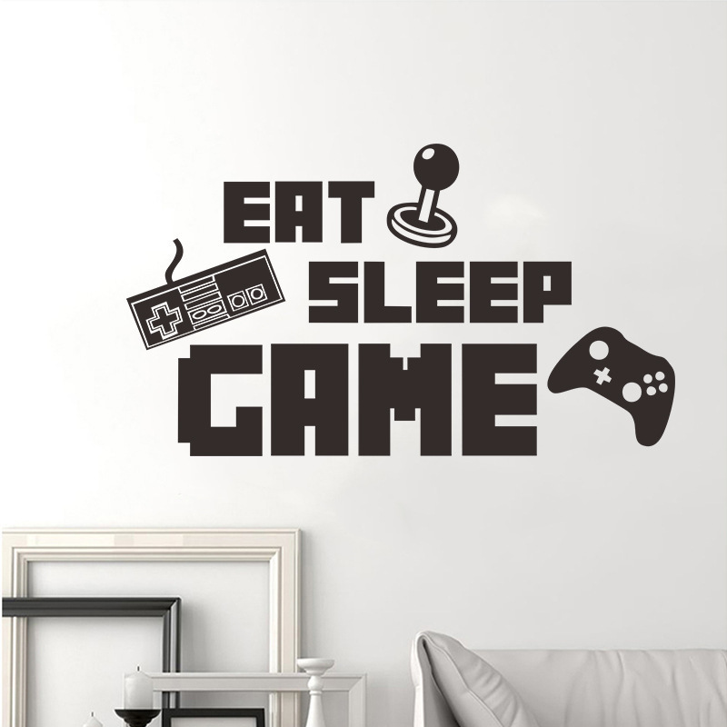 Gamer Wall Decal For Boys Bedroom Playroom Home Decor removable wall stickers Eat Sleep Game Wall Decal Poster