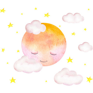 Cartoon Sun, Cloud, and Star Wall stickers for children's room nursery home decoration Peel and Stick Cartoon Vinyl Wall Decor