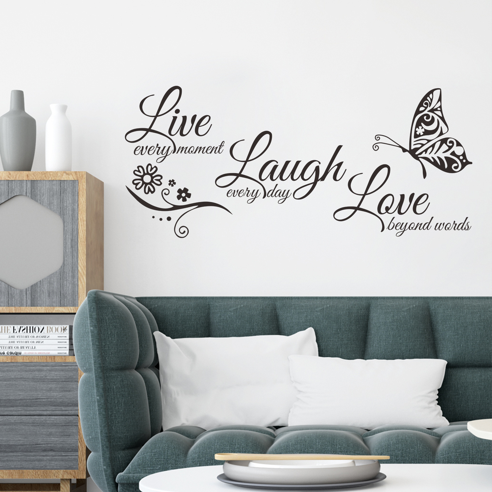 Wall sticker of English proverbs Live Laugh Love Bedroom Living Room Decoration Family Inspirational Wall Stickers Quotes