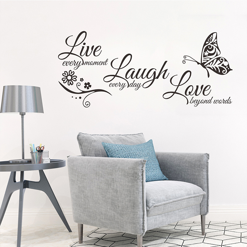 Wall sticker of English proverbs Live Laugh Love Bedroom Living Room Decoration Family Inspirational Wall Stickers Quotes