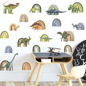 Cartoon Rainbow and Dinosaur Wall Decals Kid's room Play room Nursery Wardrobe decoration Boy's room animal wall decal