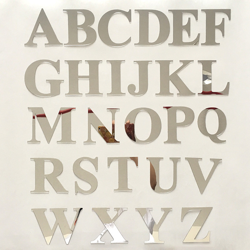 English letters Acrylic Mirror 3D DIY wall stickers   A-Z  Home Decor Special Mirror wall stickers