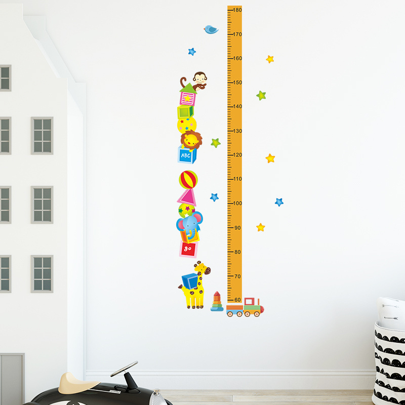 Cartoon animal Height measurement wall stickers children's bedroom sticker sheets