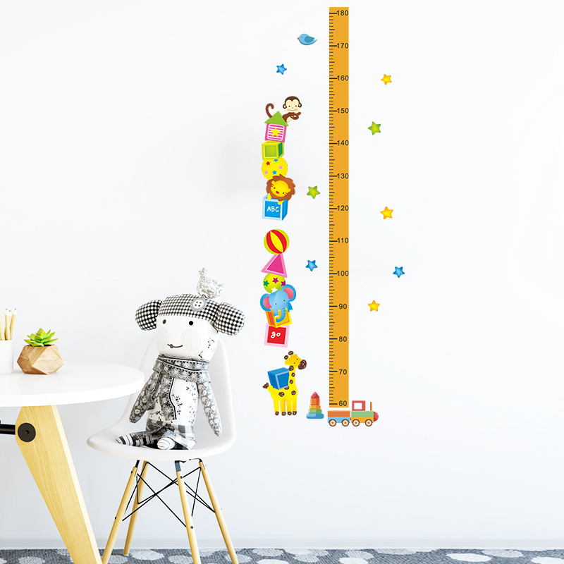 Cartoon animal Height measurement wall stickers children's bedroom sticker sheets