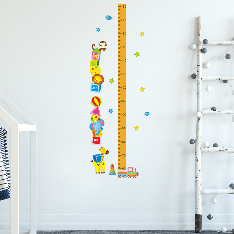 Cartoon animal Height measurement wall stickers children's bedroom sticker sheets