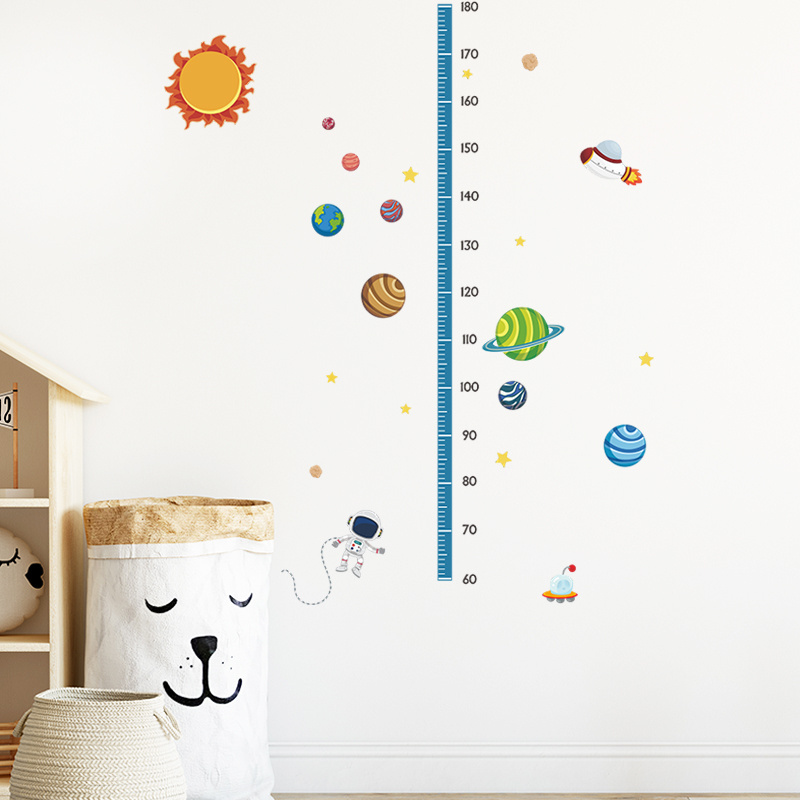 Cartoon Sun Planet Astronaut Height measurement wall sticker Children's Bedroom  sticker sheets