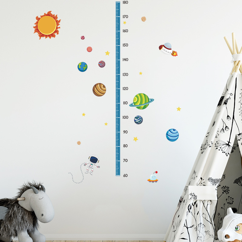 Cartoon Sun Planet Astronaut Height measurement wall sticker Children's Bedroom  sticker sheets