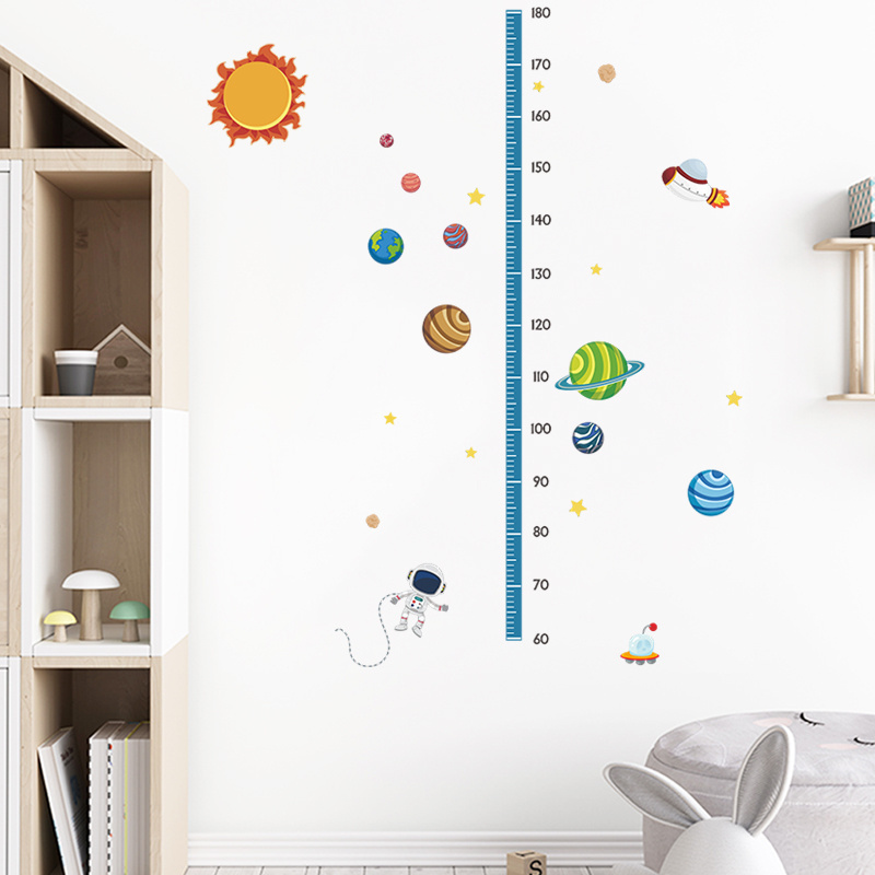 Cartoon Sun Planet Astronaut Height measurement wall sticker Children's Bedroom  sticker sheets