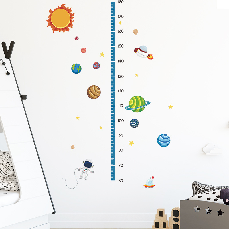 Cartoon Sun Planet Astronaut Height measurement wall sticker Children's Bedroom  sticker sheets