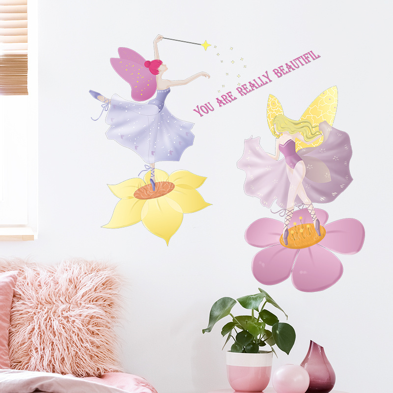 Cartoon Butterfly Magic Fairy Living room bedroom home wall background beautification wall stickers