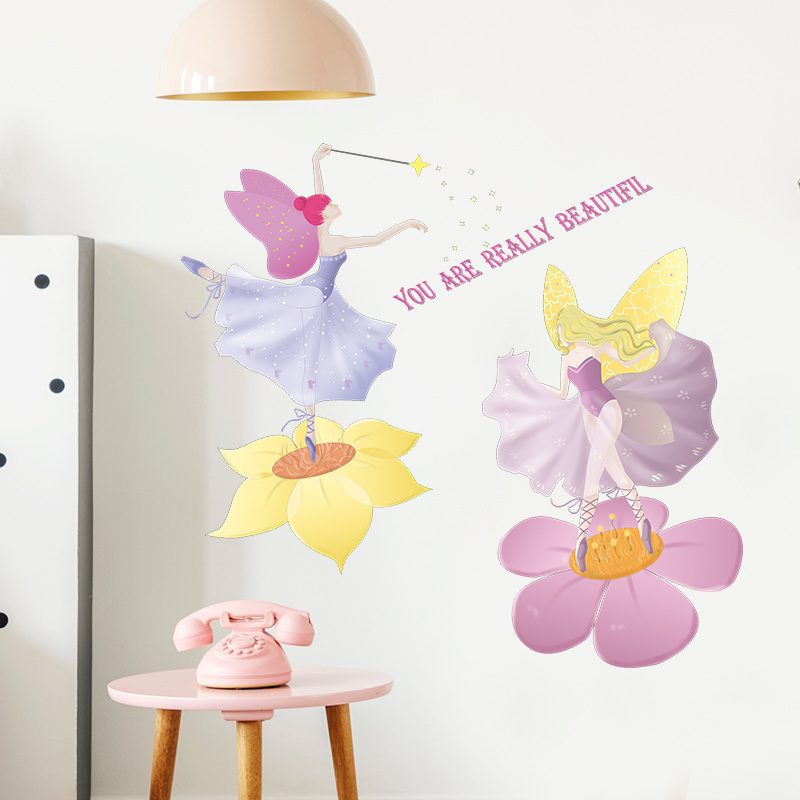 Cartoon Butterfly Magic Fairy Living room bedroom home wall background beautification wall stickers