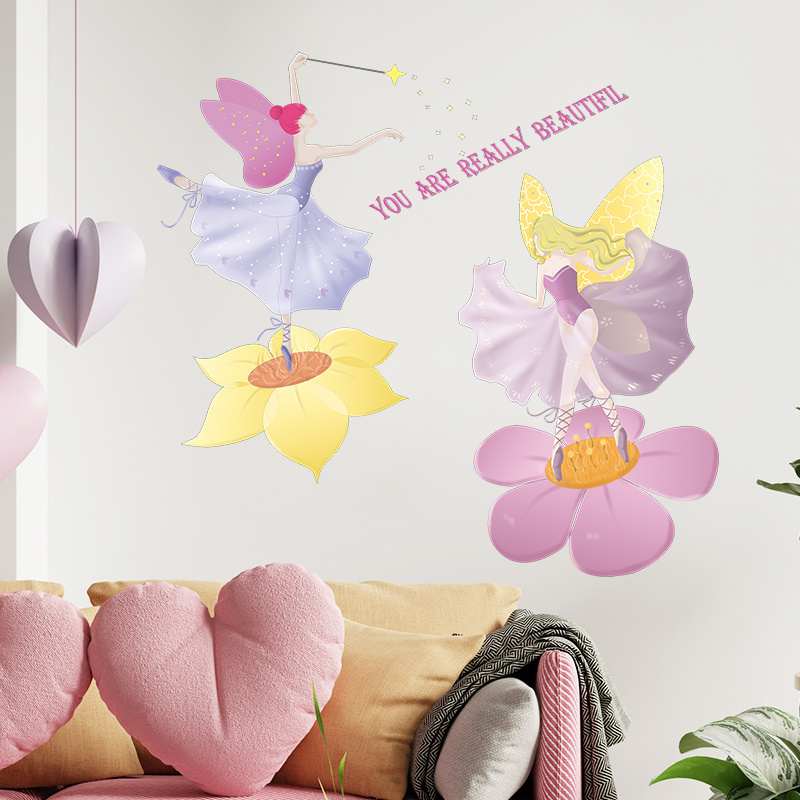 Cartoon Butterfly Magic Fairy Living room bedroom home wall background beautification wall stickers