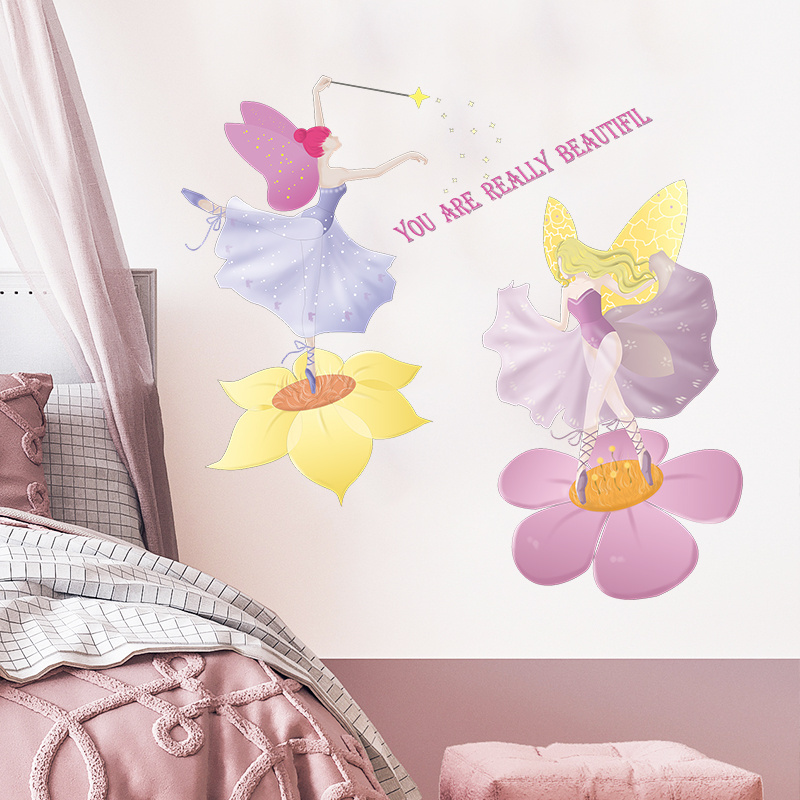 Cartoon Butterfly Magic Fairy Living room bedroom home wall background beautification wall stickers