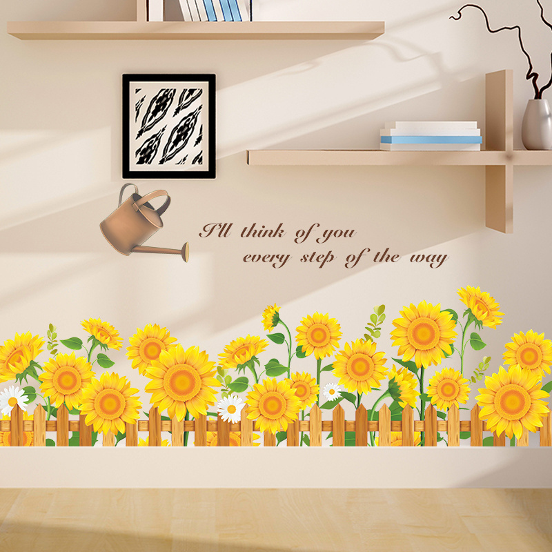 Blooming Sunflowers Miss Words Living room bedroom home wall background beautification wall stickers