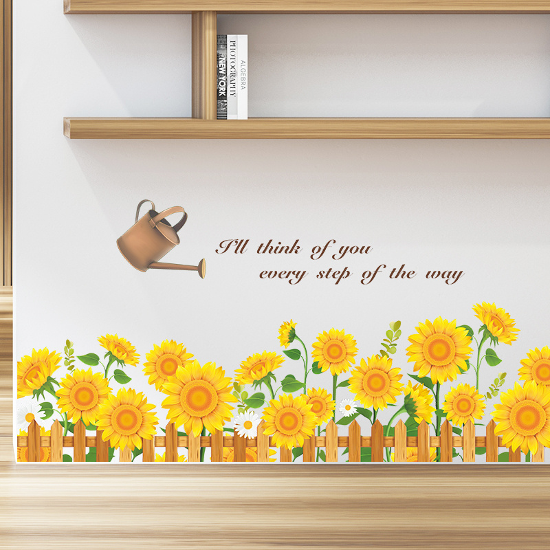 Blooming Sunflowers Miss Words Living room bedroom home wall background beautification wall stickers