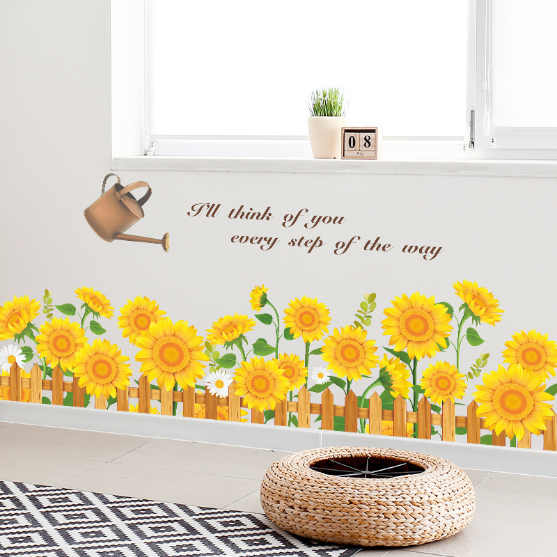 Blooming Sunflowers Miss Words Living room bedroom home wall background beautification wall stickers