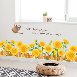 Blooming Sunflowers Miss Words Living room bedroom home wall background beautification wall stickers