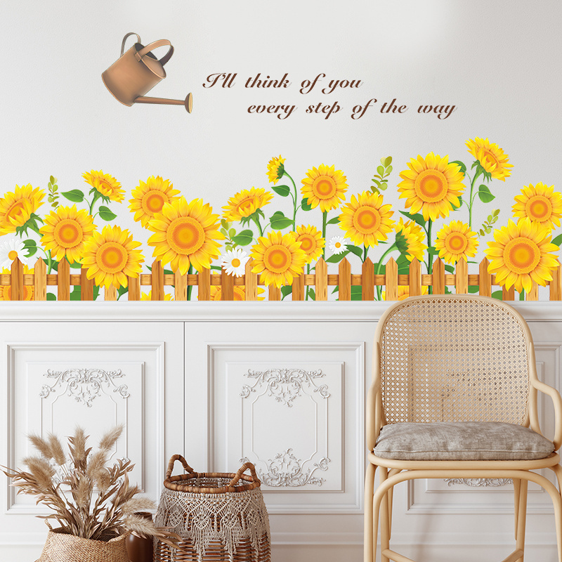 Blooming Sunflowers Miss Words Living room bedroom home wall background beautification wall stickers