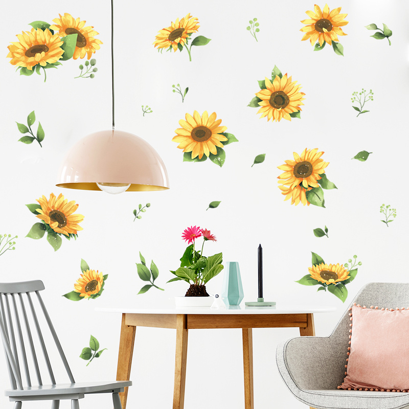 Warm Sunflower Living Room Bedroom Home Decoration Wall Sticker Waterproof and Detachable