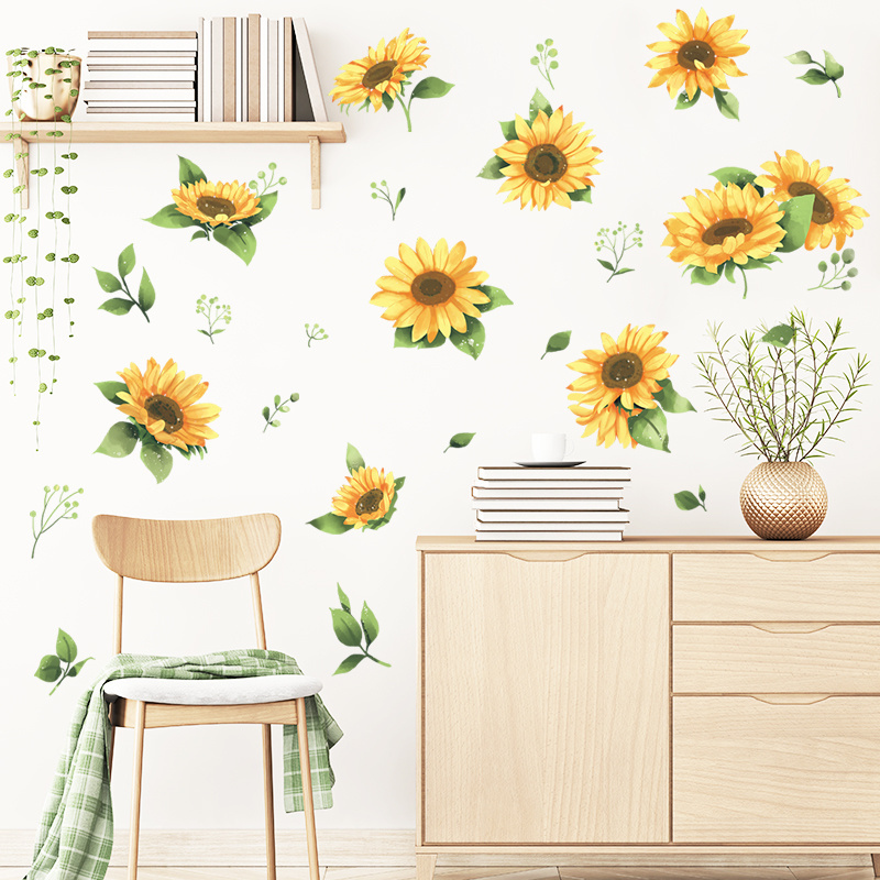 Warm Sunflower Living Room Bedroom Home Decoration Wall Sticker Waterproof and Detachable