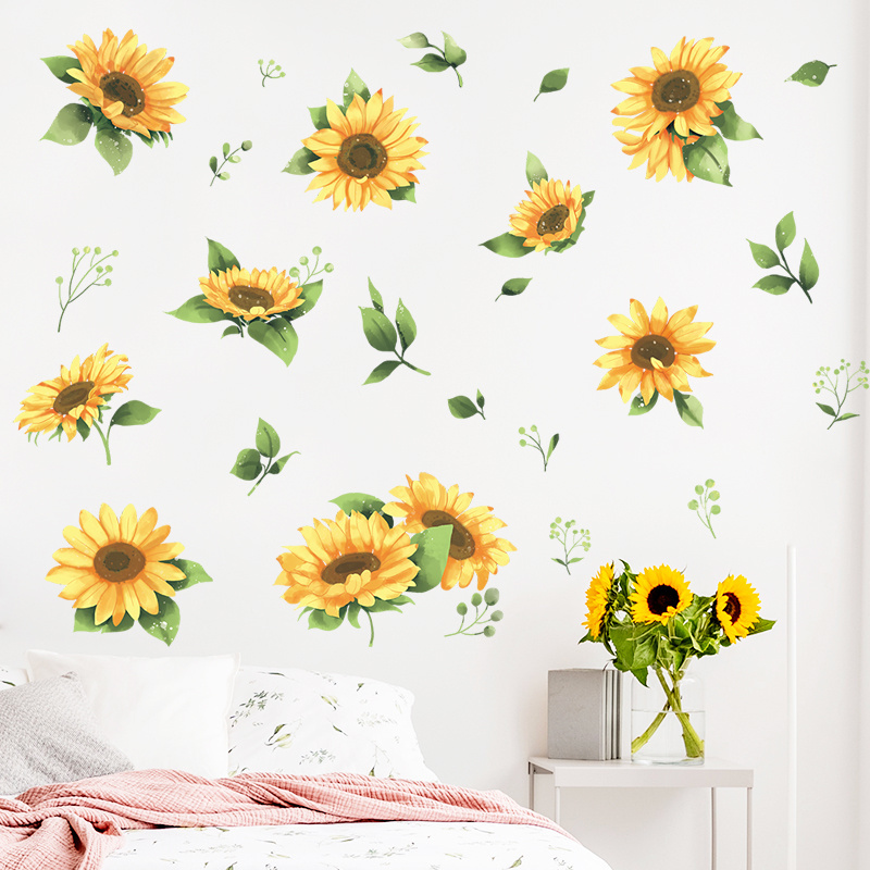 Warm Sunflower Living Room Bedroom Home Decoration Wall Sticker Waterproof and Detachable