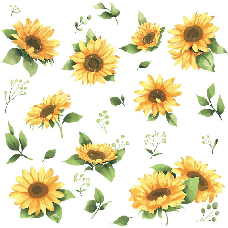 Warm Sunflower Living Room Bedroom Home Decoration Wall Sticker Waterproof and Detachable