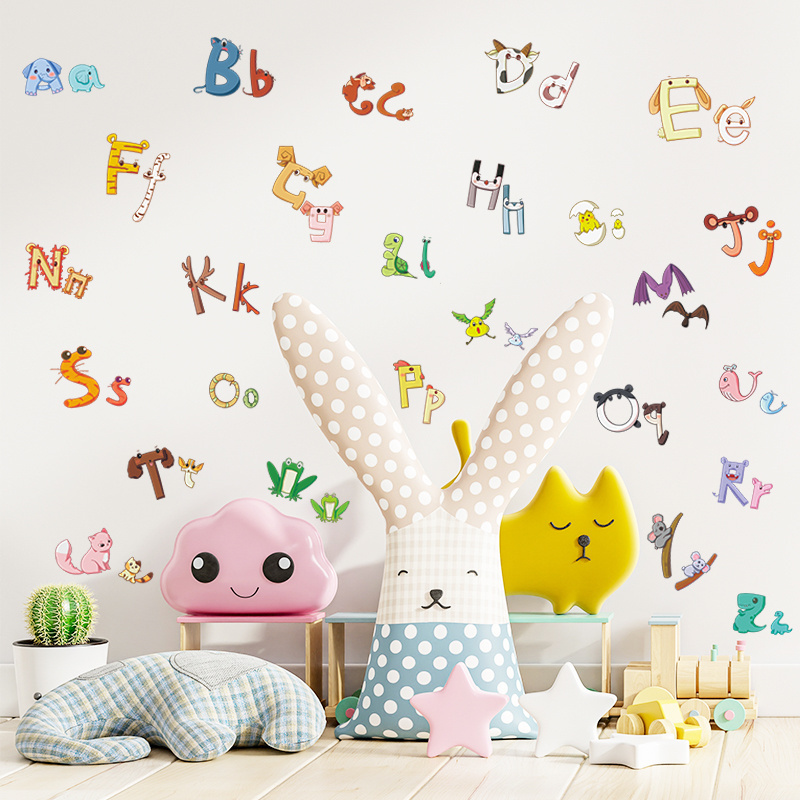 Cartoon Children's 26 Alphabet Living room bedroom children's room kindergarten classroom wall decoration self-adhesive stickers