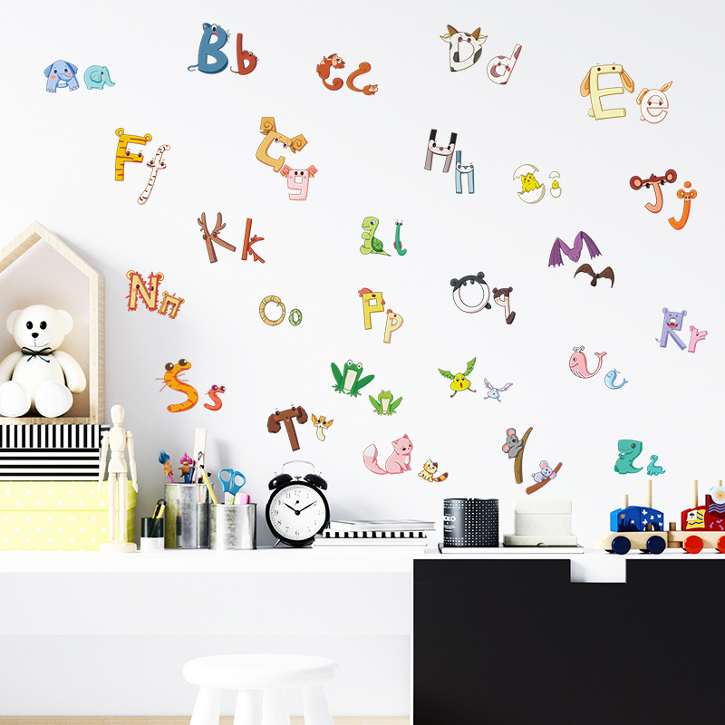 Cartoon Children's 26 Alphabet Living room bedroom children's room kindergarten classroom wall decoration self-adhesive stickers