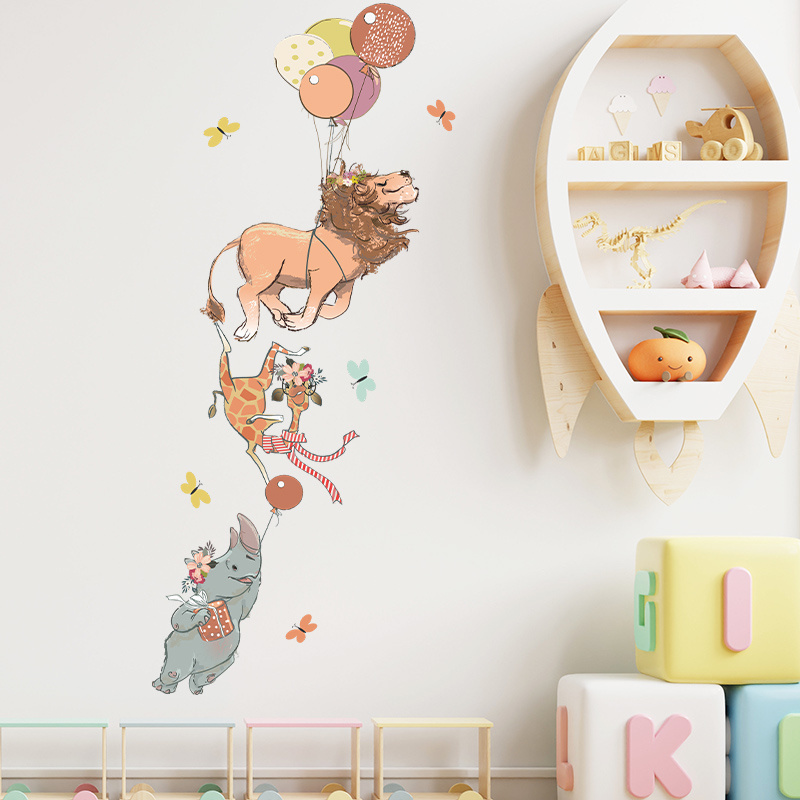 Cartoon balloon animals take off Bedroom living room children's room wall background beautification wall stickers