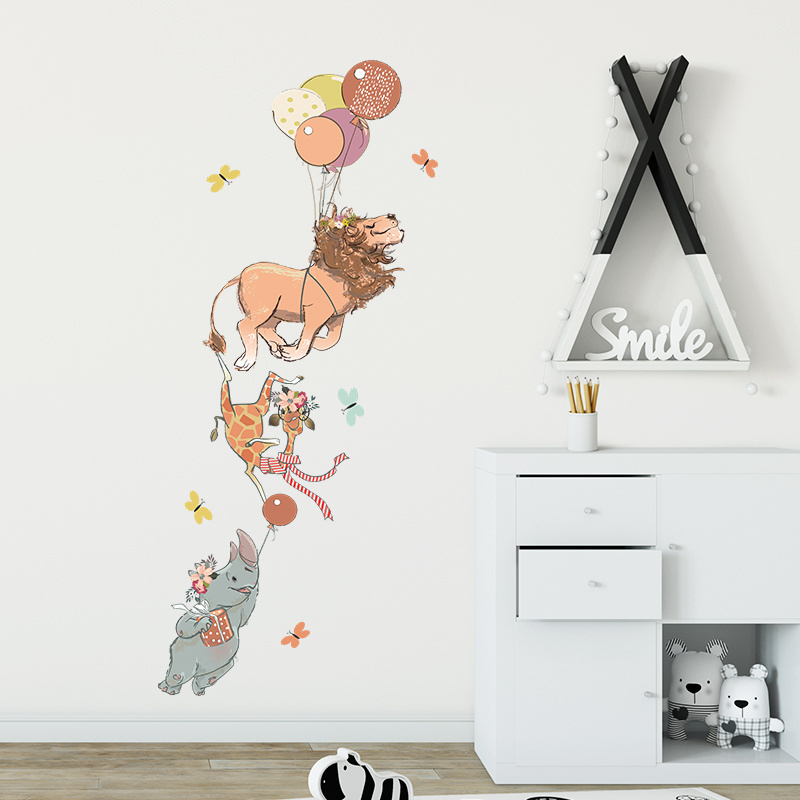 Cartoon balloon animals take off Bedroom living room children's room wall background beautification wall stickers