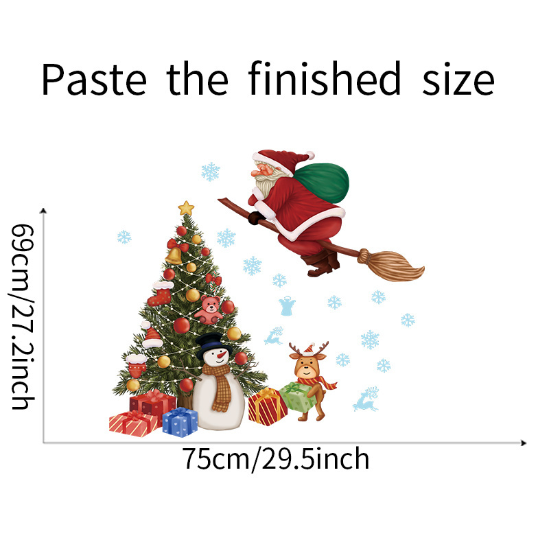 Christmas Tree Santa Claus Glass Window Doors Home Decoration Wall Stickers Self adhesive Wholesale Cross border