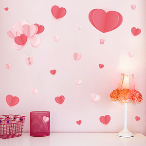 Girl Heart Pink Love Hot Air Balloon Bedroom Entrance Commercial Wall Beautification Decoration Wall Sticker