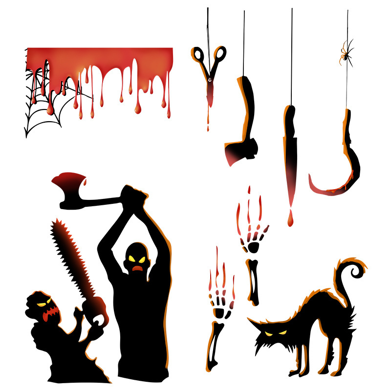 Halloween Evil Tool Man Living Room Cinema Decoration Wall Stickers Glass Stickers DIY Removable