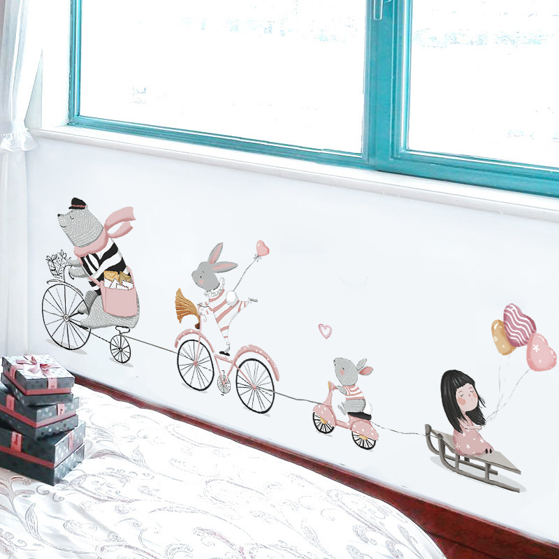 Animal cycling Wall Stickers for Children's Room Nursery Bedroom Home decoration Cartoon Animals Wall Decal