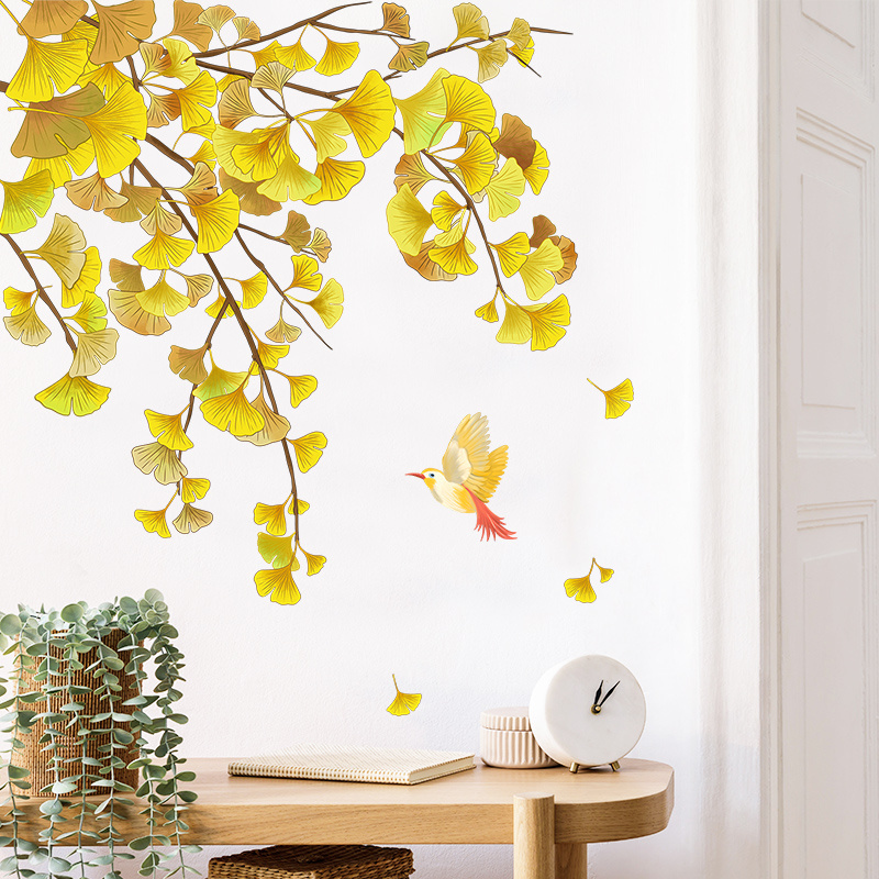 Wall Decals for Decorating the Background Wall of Ginkgo Leaf Living Room and Bedroom